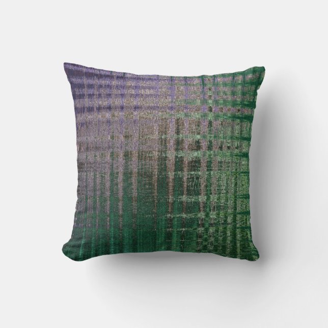 Throw Pillow, Abstract Grunge Plaid Cushion (Front)