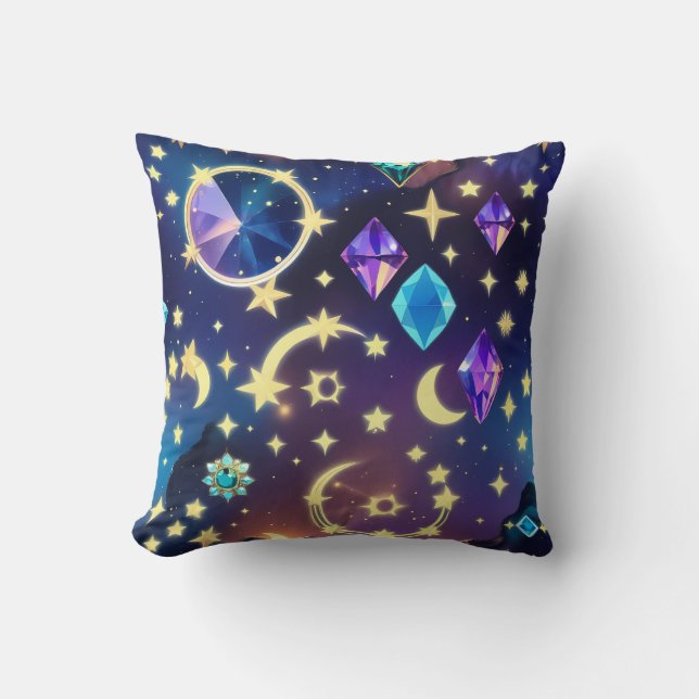 Throw Pillow - Alexandrite Sapphire Celestial Moon (Front)