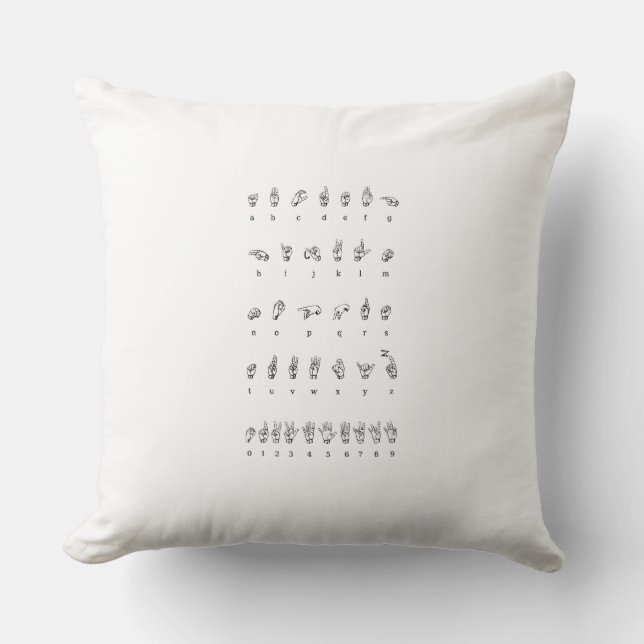 Throw Pillow American Sign Language Alphabet Numbe (Front)