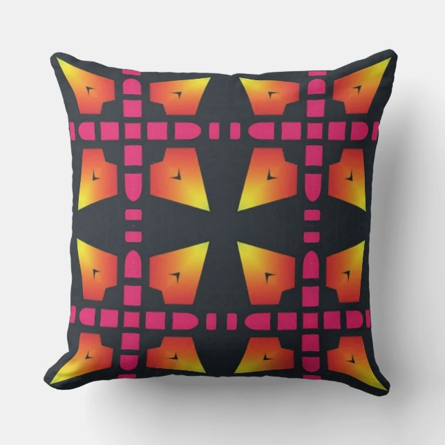 Throw Pillow, An elegant geometric fabric design  Cushion (Front)