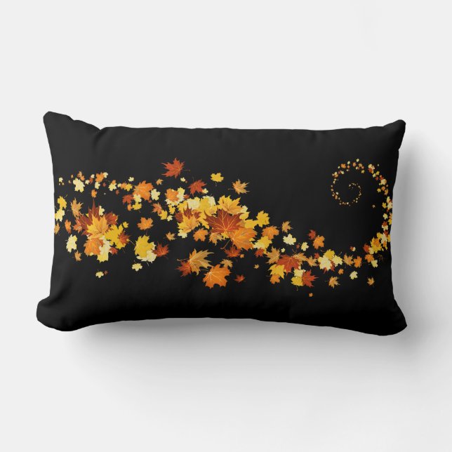 Throw Pillow-Autumn Leaves Lumbar Cushion (Front)