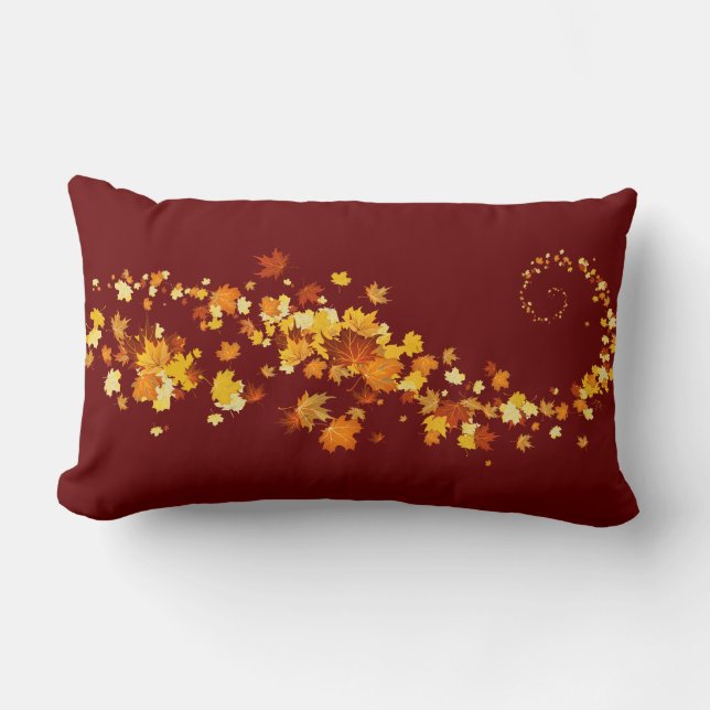 Throw Pillow-Autumn Leaves Lumbar Cushion (Front)