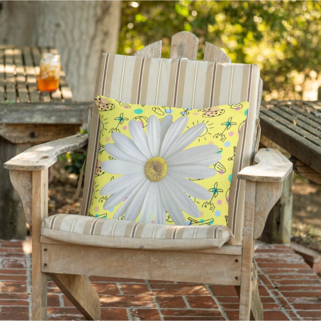 Throw Pillow Beach Floral Daisy (Chair)
