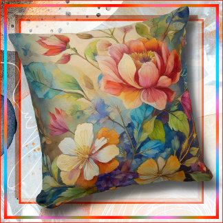 THROW PILLOW - Beautiful & Colorful Flowers #2