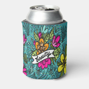 Throw Pillow Beauty with Flowers Can Cooler