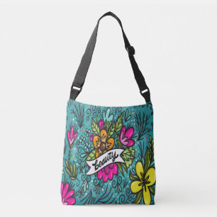 Throw Pillow Beauty with Flowers Crossbody Bag
