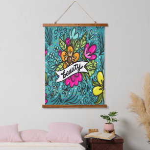 Throw Pillow Beauty with Flowers Hanging Tapestry