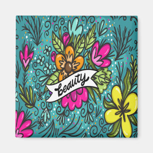Throw Pillow Beauty with Flowers Magnet