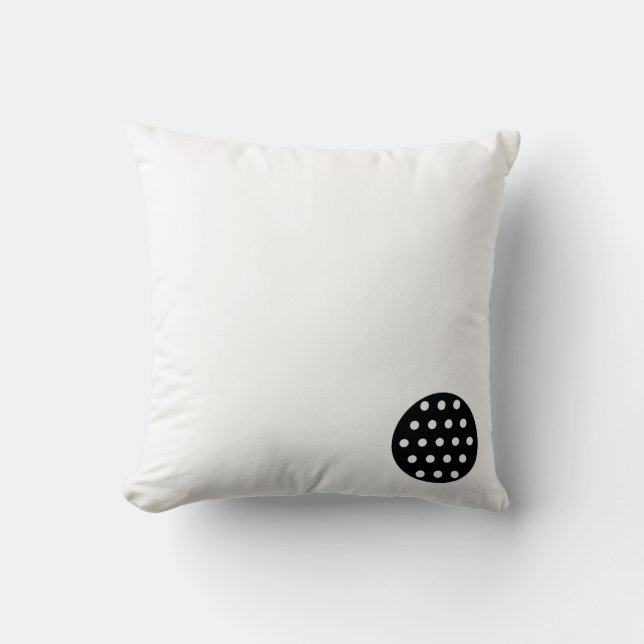 Throw Pillow Black Dots White (Front)