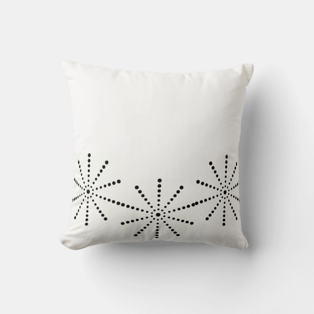 Throw Pillow Black Stars Dots White (Front)