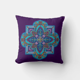 Throw pillow - blue and purple mandala