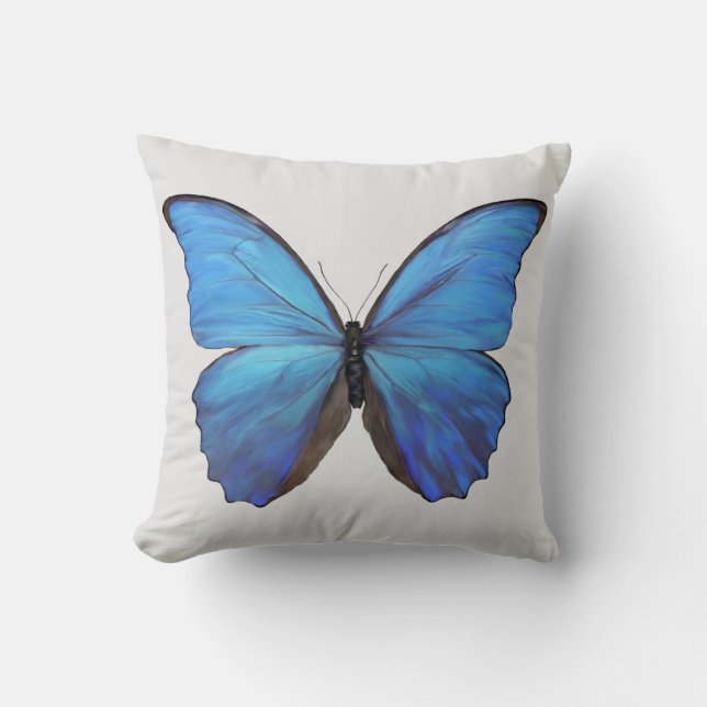 Throw Pillow Blue Butterfly (Front)