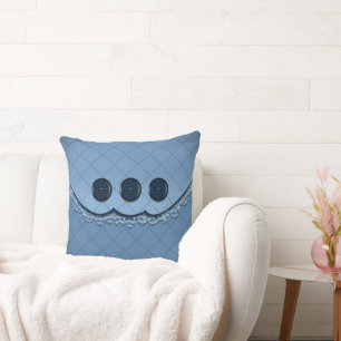Throw Pillow - Blue Button