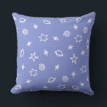 Throw Pillow Blue Space Doodle Stars Planets<br><div class="desc">Charming blue space doodle throw pillow featuring whimsical stars planets and cosmic pattern design — the most gloriously playful and deeply enchanting celestial accent your most beloved living space nursery or kids room has ever had the absolute pleasure of welcoming! Delightfully hand drawn white doodle stars in every gloriously spiky...</div>