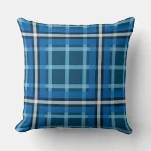 Throw Pillow Blue Tartan Plaid Check Pattern