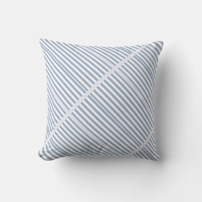 Throw Pillow Blue & White Stripe (Front)
