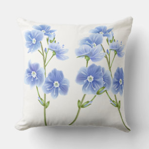 Throw Pillow-Blue Wildflowers Cushion