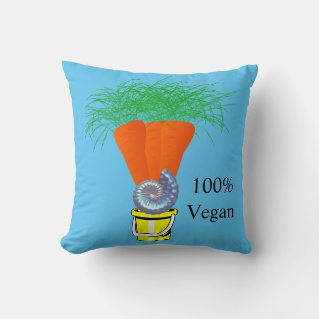 Throw Pillow Carrots 100% Vegan (Front)