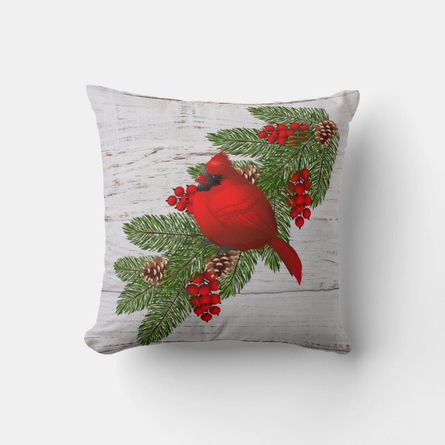 Throw Pillow-Christmas Cardinal Cushion (Front)