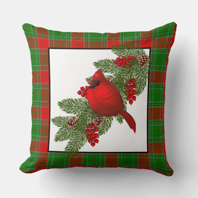 Throw Pillow-Christmas Cardinal Cushion (Front)