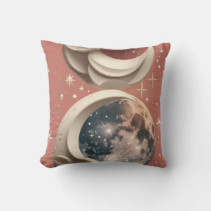 Throw Pillow - Coral Celestial Moon