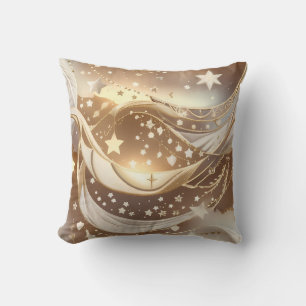 Throw Pillow - Cream Pale Gold Celestial Moon