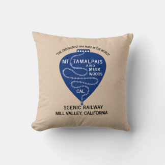 Throw Pillow Crookedest Railroad Mt Tamalpais