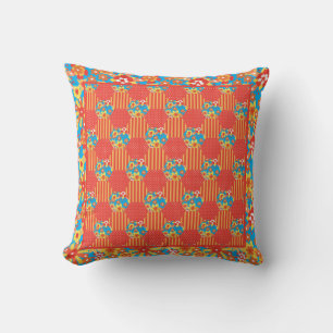 Throw Pillow Cushion Ditsy Orange Floral Patchwork