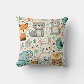Throw Pillow, Cute animals Cushion
