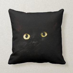 Throw Pillow cute black cat Designs
