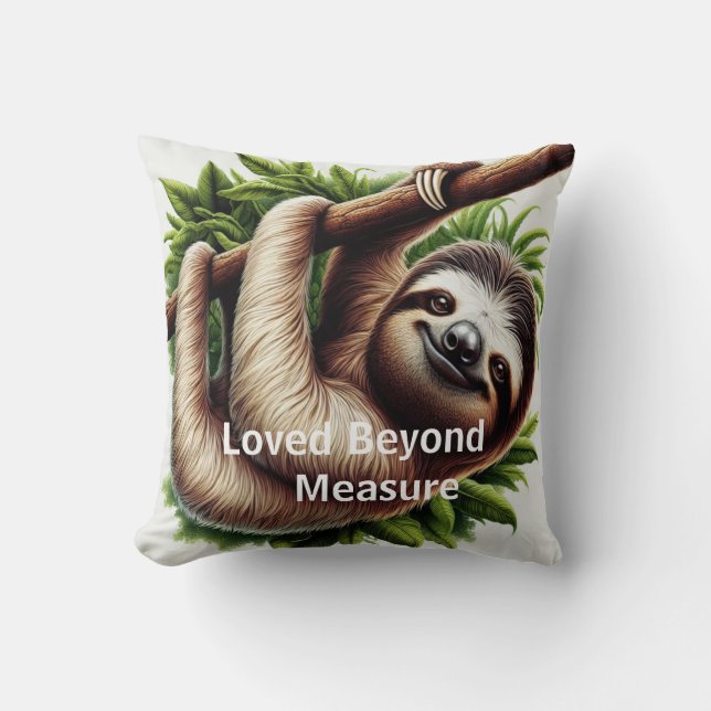 Throw Pillow - Cute Hanging Baby Sloth (Front)