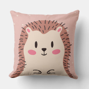 Throw Pillow Cute Hedgehog Cartoon Pink Kids Baby