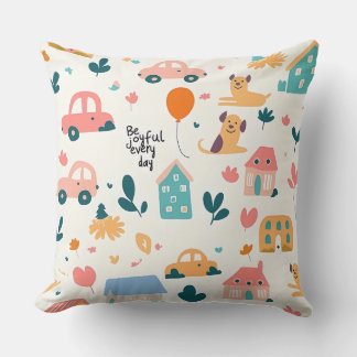 Throw Pillow decorated with cute pattern design