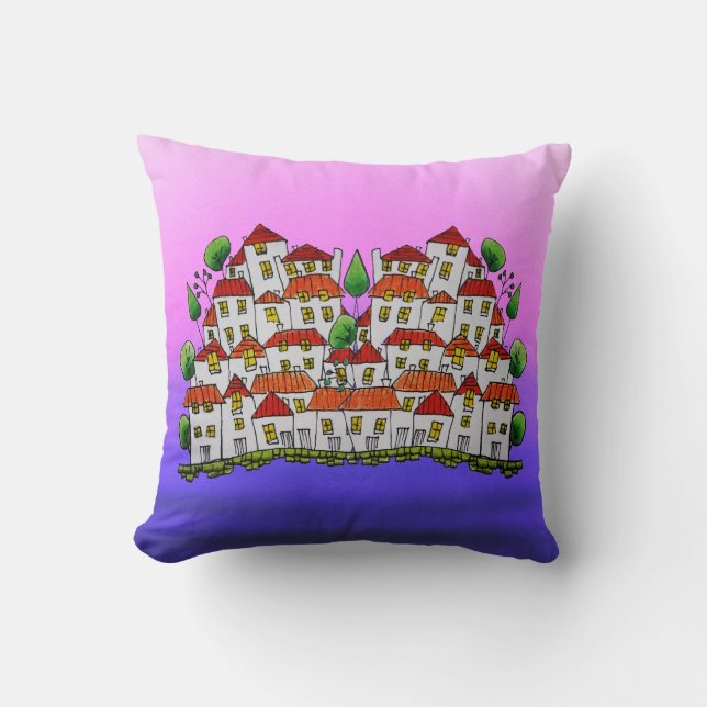 Throw Pillow (Doodle - Hand-drawn) (Front)