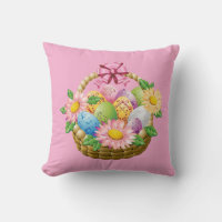Throw Pillow-Easter Basket