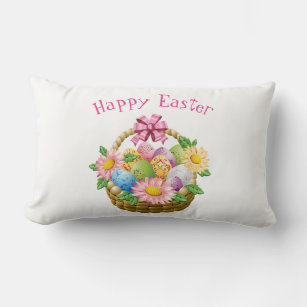 Throw Pillow-Easter Basket Lumbar Cushion
