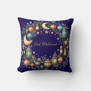 Throw Pillow-Eid Mubarak Wreath Accent Pillow