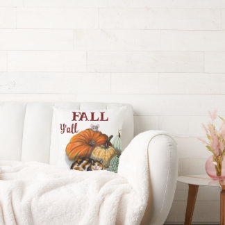 Throw Pillow, fall, with Calico Cat, mouse, pumpki Cushion