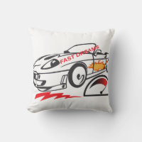 Throw Pillow Fast Dreams –Racing Car Pillow Design