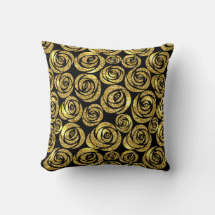 Throw Pillow-Faux Glitter Roses Cushion