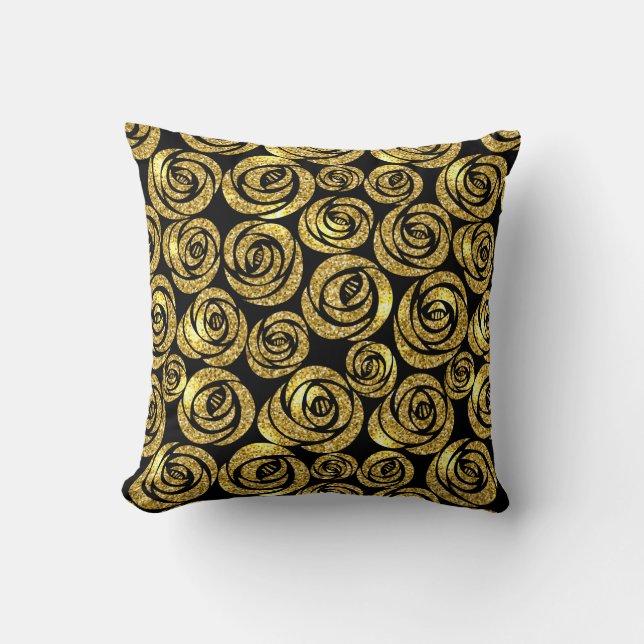 Throw Pillow-Faux Glitter Roses Cushion (Front)