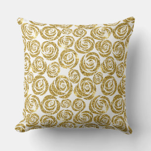 Throw Pillow-Faux Glitter Roses Cushion