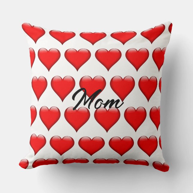 Throw Pillow full of Red Hearts (Front)