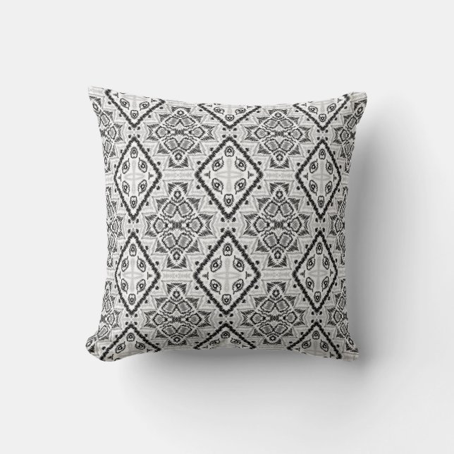 Throw Pillow Geometric ,pattern , black and white  (Front)
