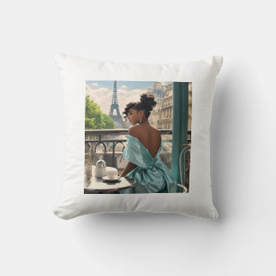 Throw Pillow Girl In Paris