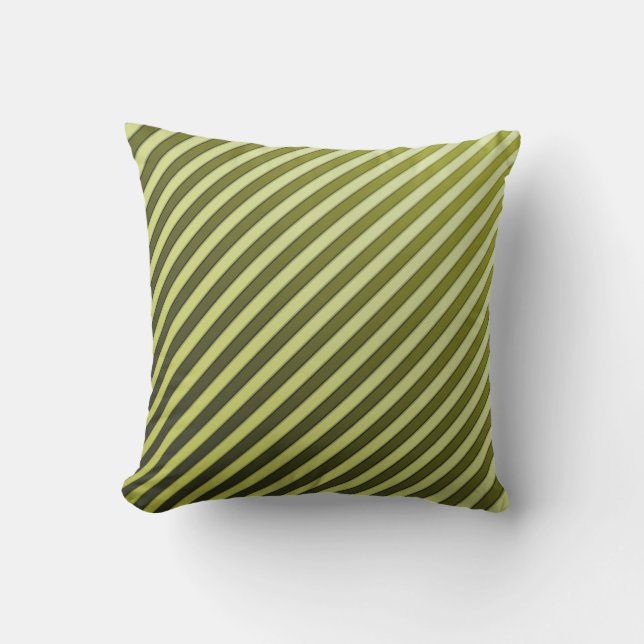 Throw Pillow/Green Stripes Cushion (Front)