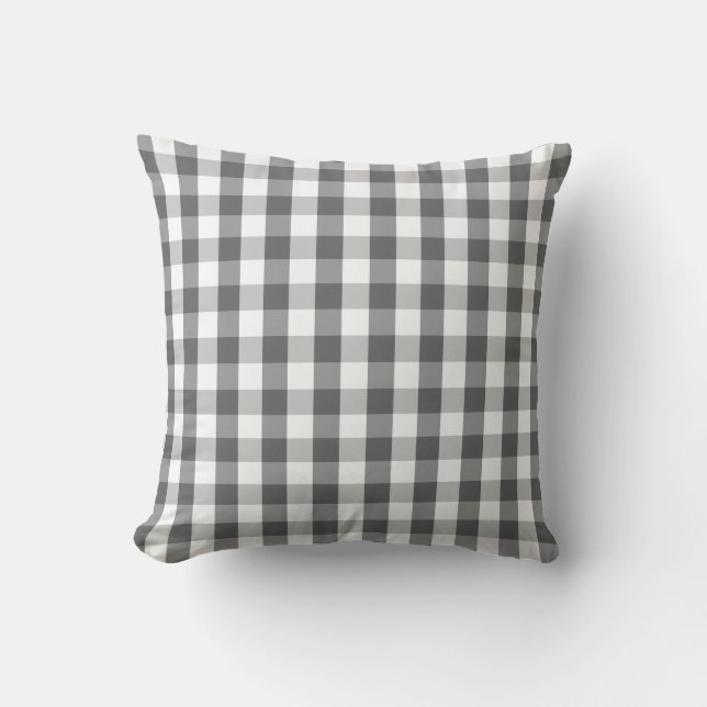 Throw Pillow-Grey Plaid Cushion (Front)
