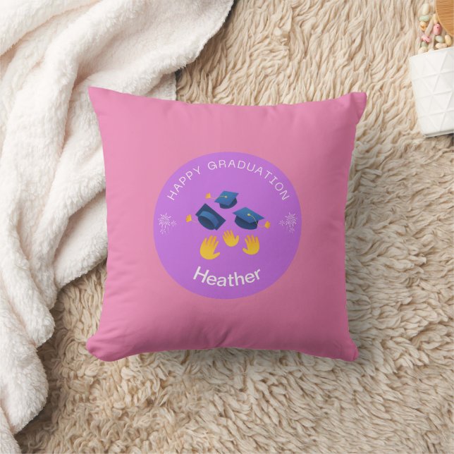Throw Pillow - Happy Graduation - Add name (Blanket)