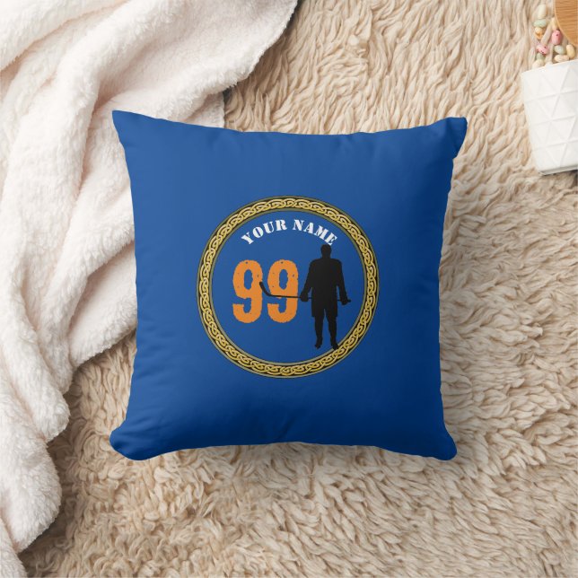 Throw Pillow Hockey Player - Add Name & Number  (Blanket)