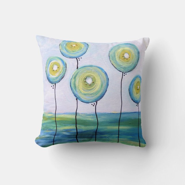 Throw Pillow Home Decor Blue Balloons (Front)